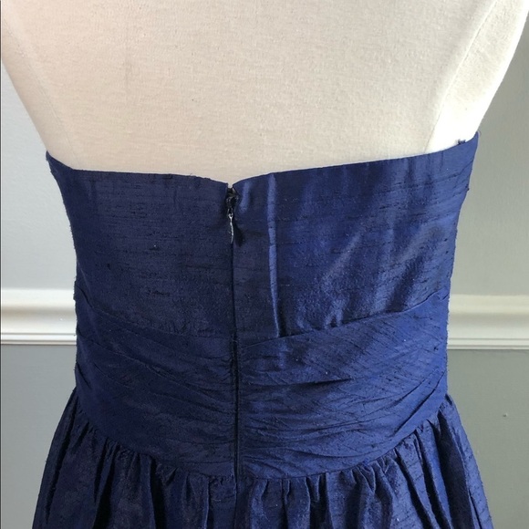 Eliza J Blue Fit & Flare Ruched Textured Silk Strapless Cocktail Dress, 10 - Picture 7 of 8